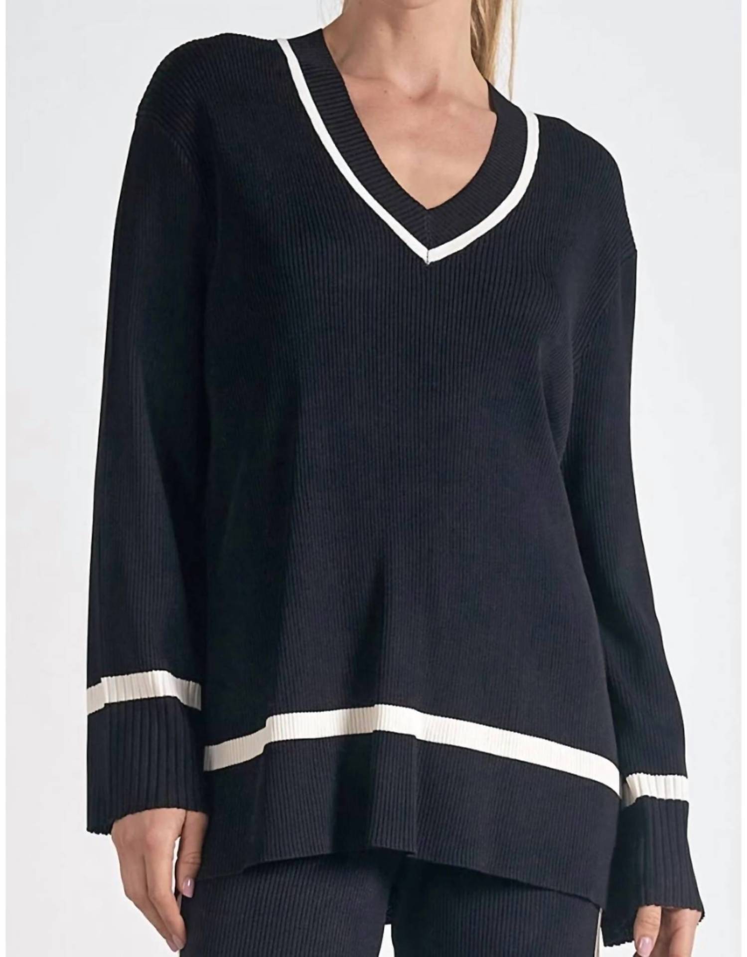 Elan - V-neck Ribbed Sweater