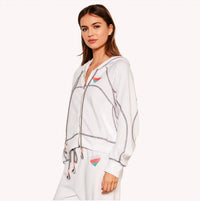 Sundry - Contrast Stitching Horizon Heart Zip Hoodie