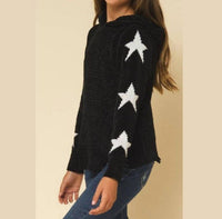 Vintage Havana - Girl's Chenille Hooded Star Sweater