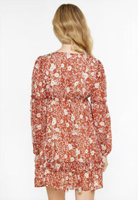 Little Daisy Closet - Floral Ruffled Puff Sleeve Dress