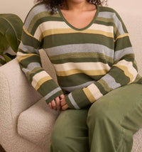 Tribal - Combed Cotton U-neck Waffle Sweater