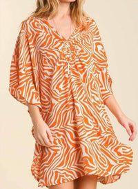 Umgee - V-neck Kaftan Dress