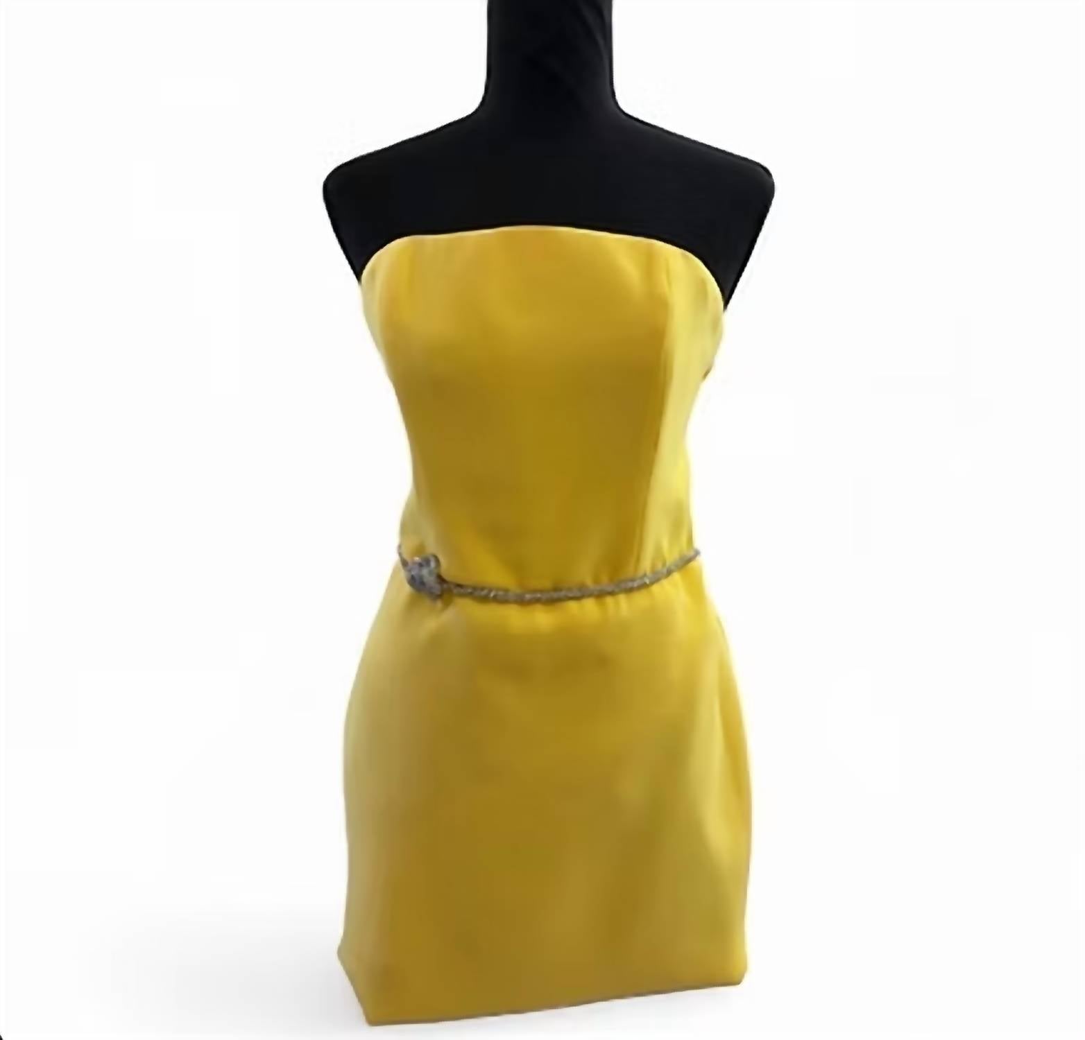 Dalida Ayach - Women's Strapless Short Dress With Belt