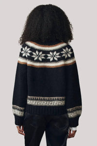 THE GREAT. The Snowflake Ice Rink Cardigan in black - women's cardigan - alternate view
