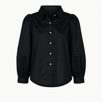 Emily McCarthy Long Sleeve Oxford Shirt in black - women's shirt - detail view