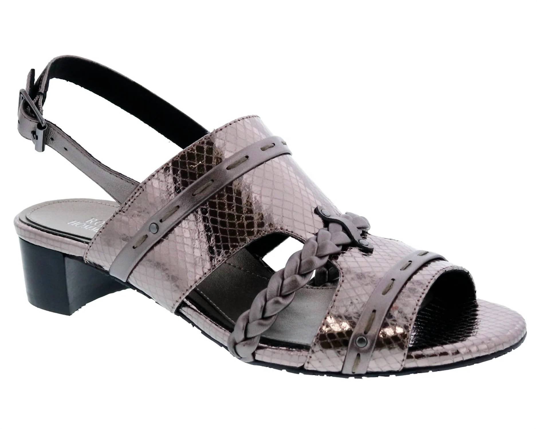Ros Hommerson Women's Vacay Slingback Dress Sandal in pewter snake print - women's sandal - alternate view
