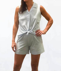 Salua - Pima Notch Collar Sleeveless Pajamas