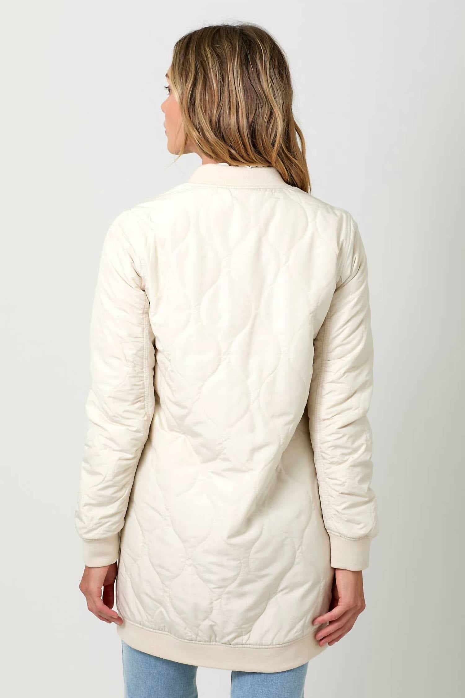 Mystree - Quilted Long Bomber Jacket