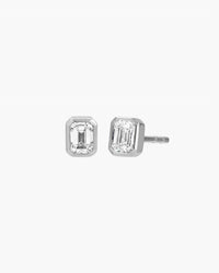 Ef Collection - Women's Bezel Set Emerald Cut Diamond Stud Earring