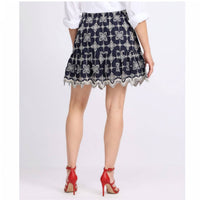 Skies Are Blue - Cotton Embroidered Ruffle Hem Skirt