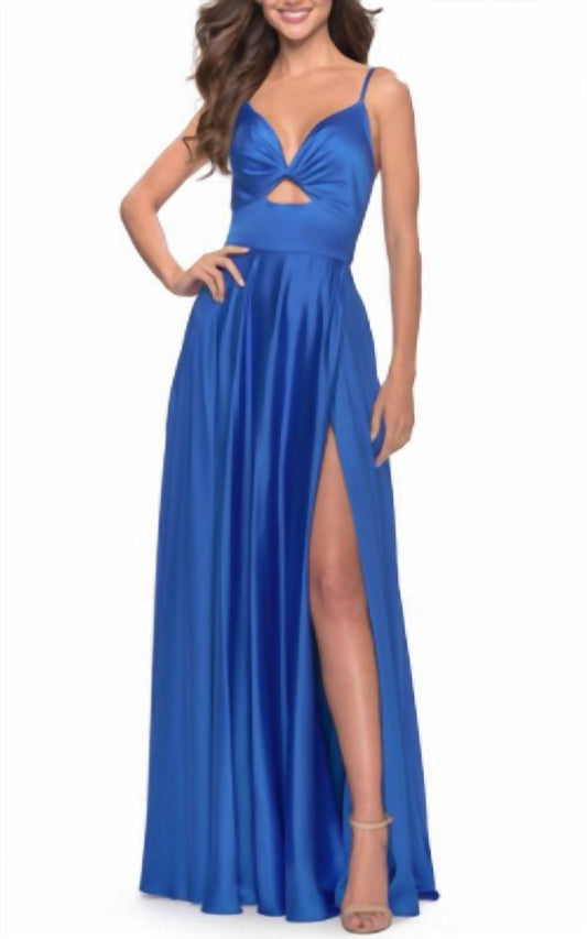 La Femme - Satin A-line Prom Gown