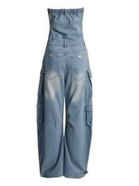 Giti Wholesale - Denim sleeveless cargo jumpsuit