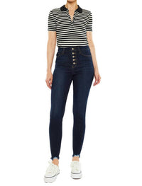 Kancan - High Rise Button Fly Distressed Super Skinny Jeans