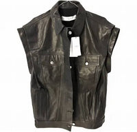 Iro - Sleeveless Leather Oversized Button Front Vest
