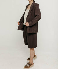 SKFK Mati Split Hem Blazer in dark khaki - women's jacket - detail view