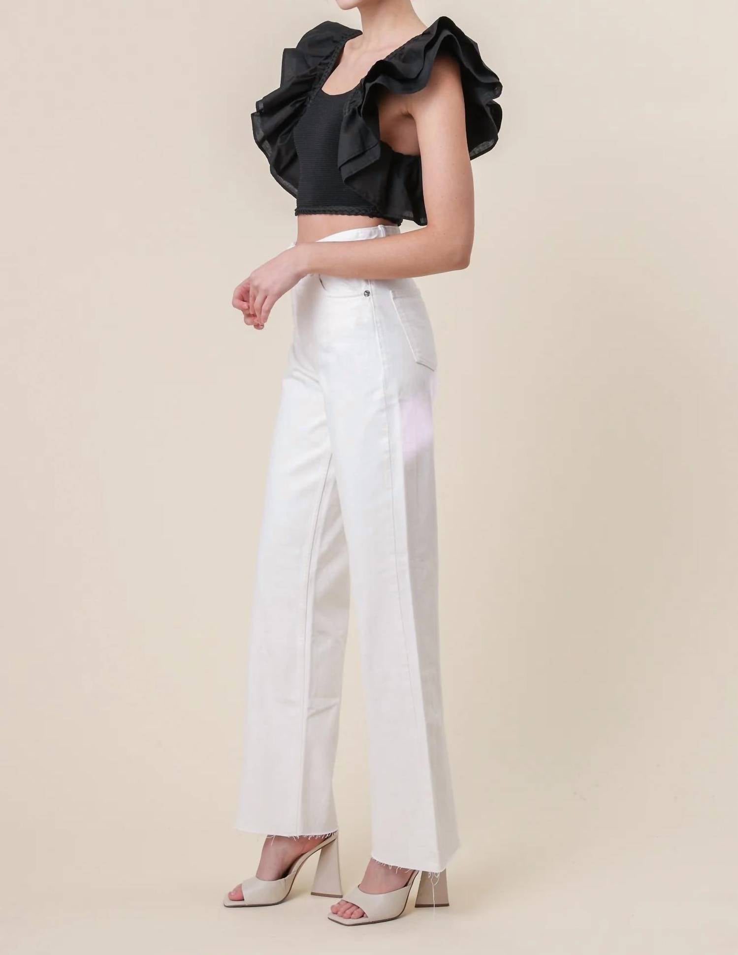 Line And Dot - Mara Short Flutter Sleeves Top