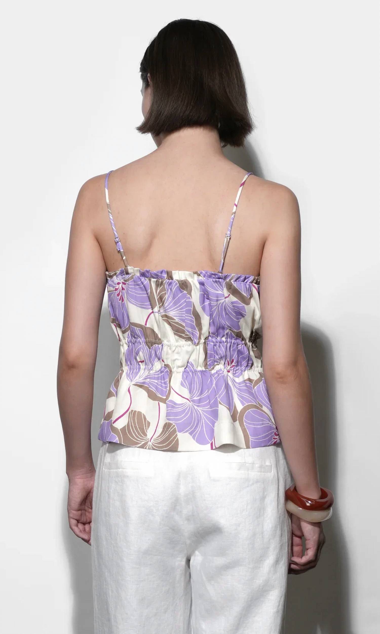Greylin - Iris Tie Front Elastic Waist Tank Top