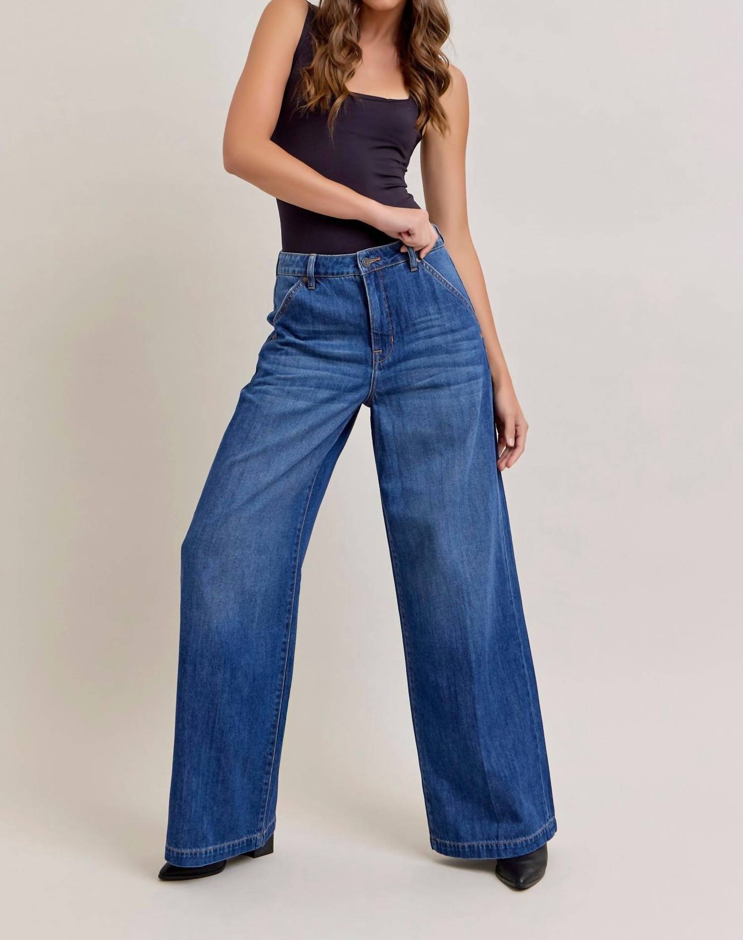 HIDDEN Nori Trouser Wide Leg Jeans in dark wash - women's jeans - alternate view