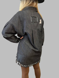 Before You - Denim Sequins Pocket Top