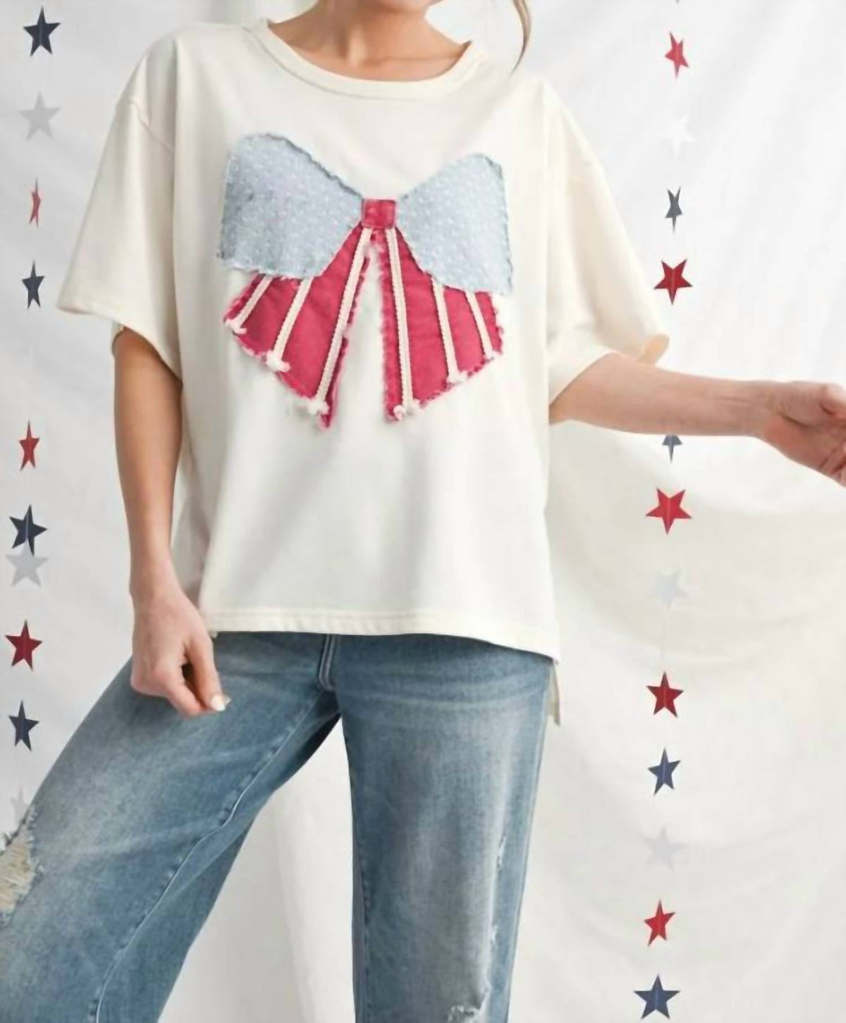 Jodifl - Patriotic Bow Blouse