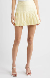 FRENCH CONNECTION Sabine Twill Pleated Mini Skirt in cornsilk yellow - women's skirt