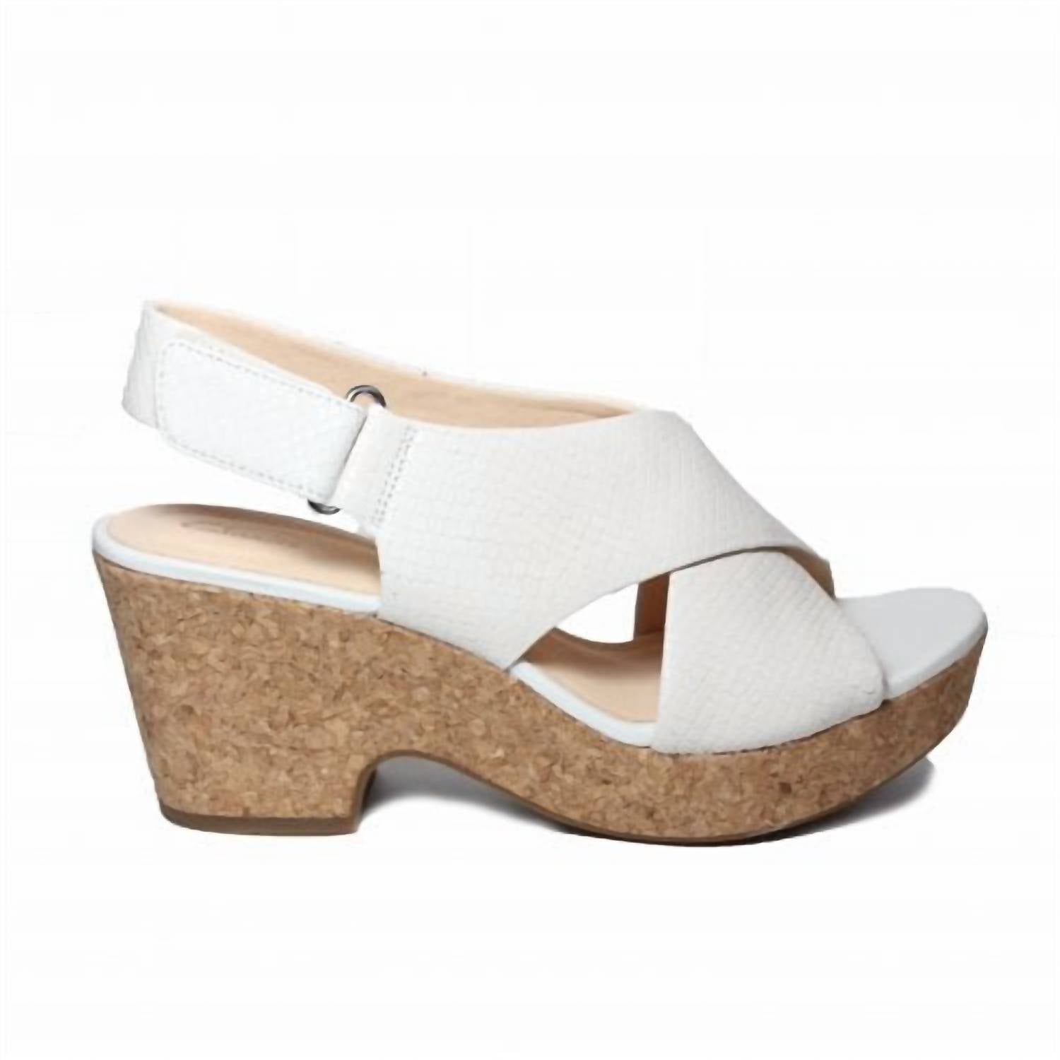 Clarks Women's Maritza Lara Wedge Sandal in white snake - women's shoe - detail view