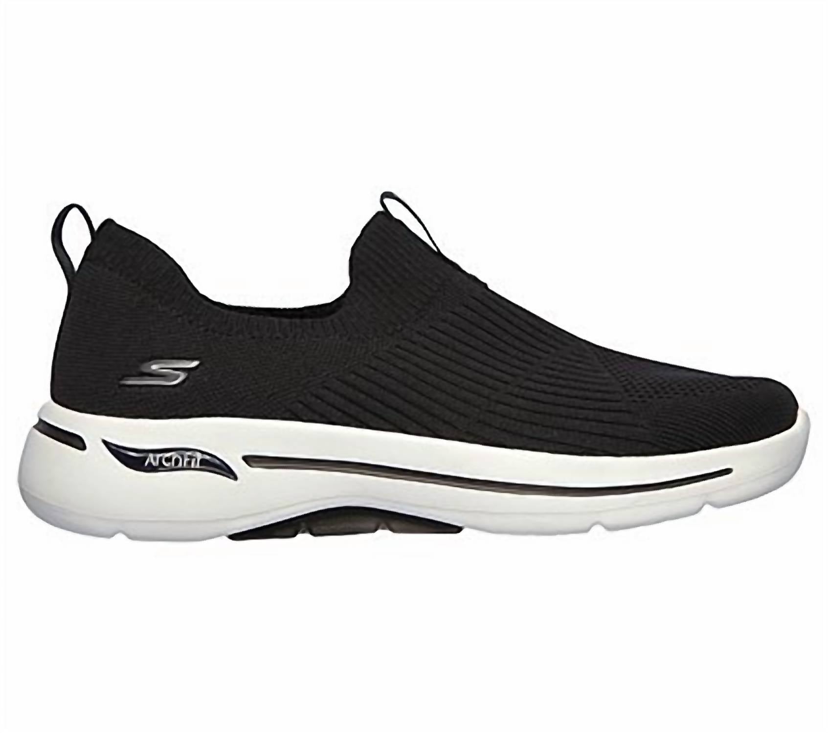 Skechers Women's Go Walk Arch Fit Shoes in black white - women's shoe - detail view