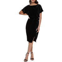 Kensie - Studded Velvet Sheath Belted Dress
