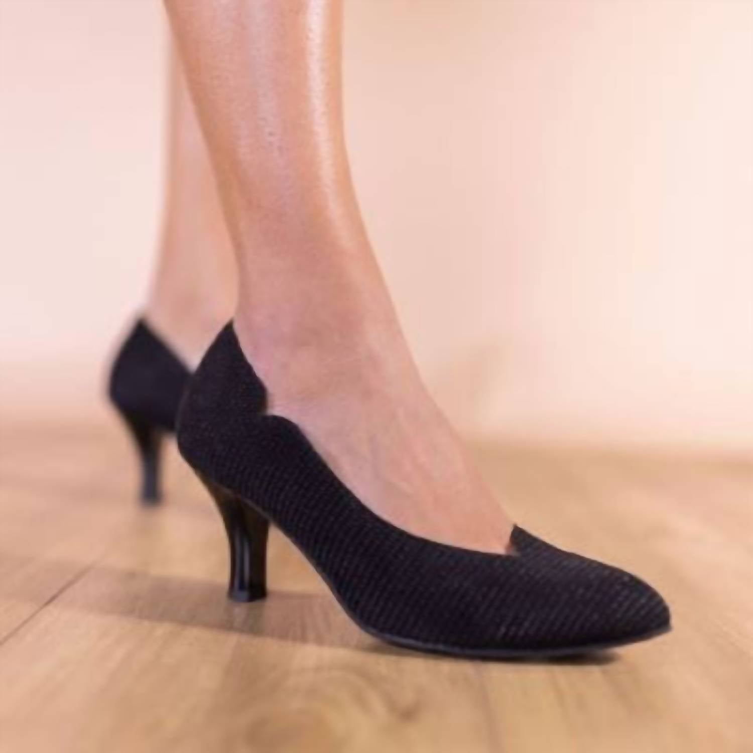 L'amour Des Pieds Women's Bamelle Raindrop Heels in black - women's heels - detail view