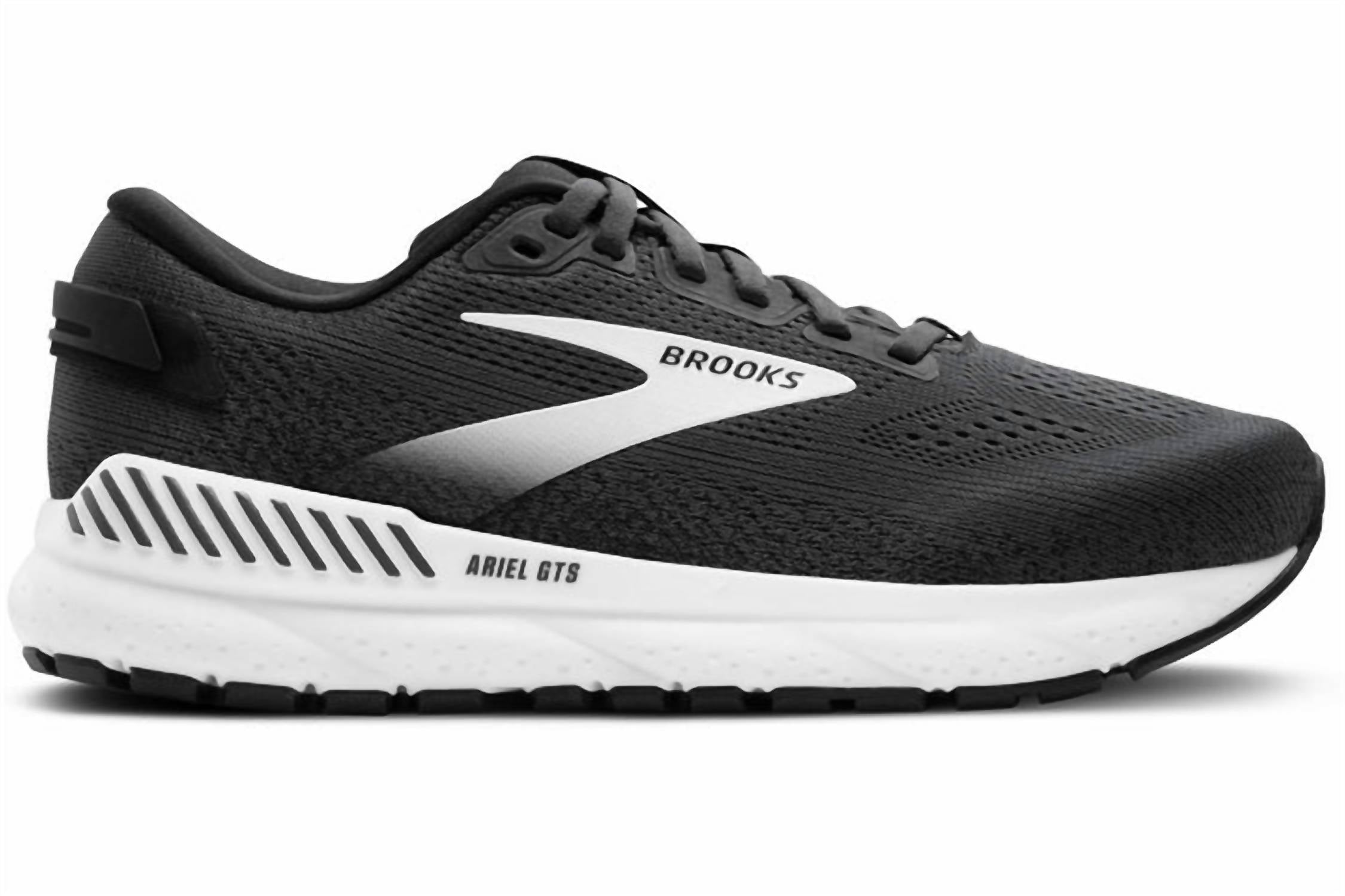 BROOKS Women's Ariel Gts 24 Shoe in ebony black white - women's shoe - detail view