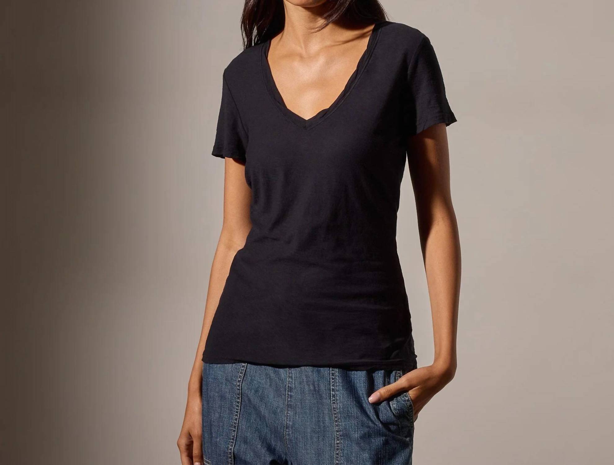 JAMES PERSE Casual Tee With Reverse Binding in deep - women's t-shirt - alternate view