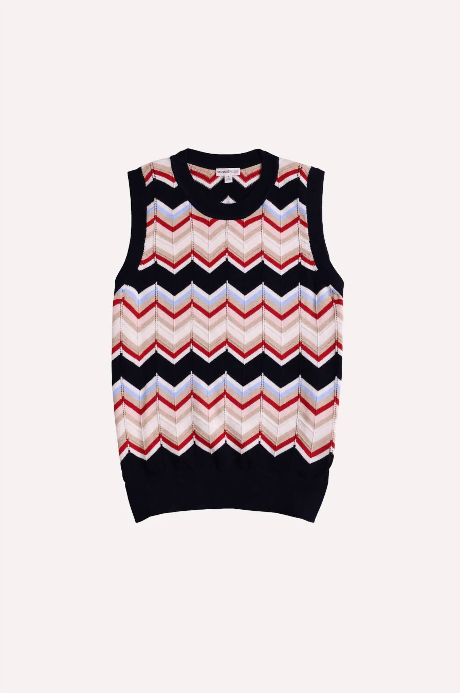 Minnie Rose - Cotton Cashmere Chevron Tank Top
