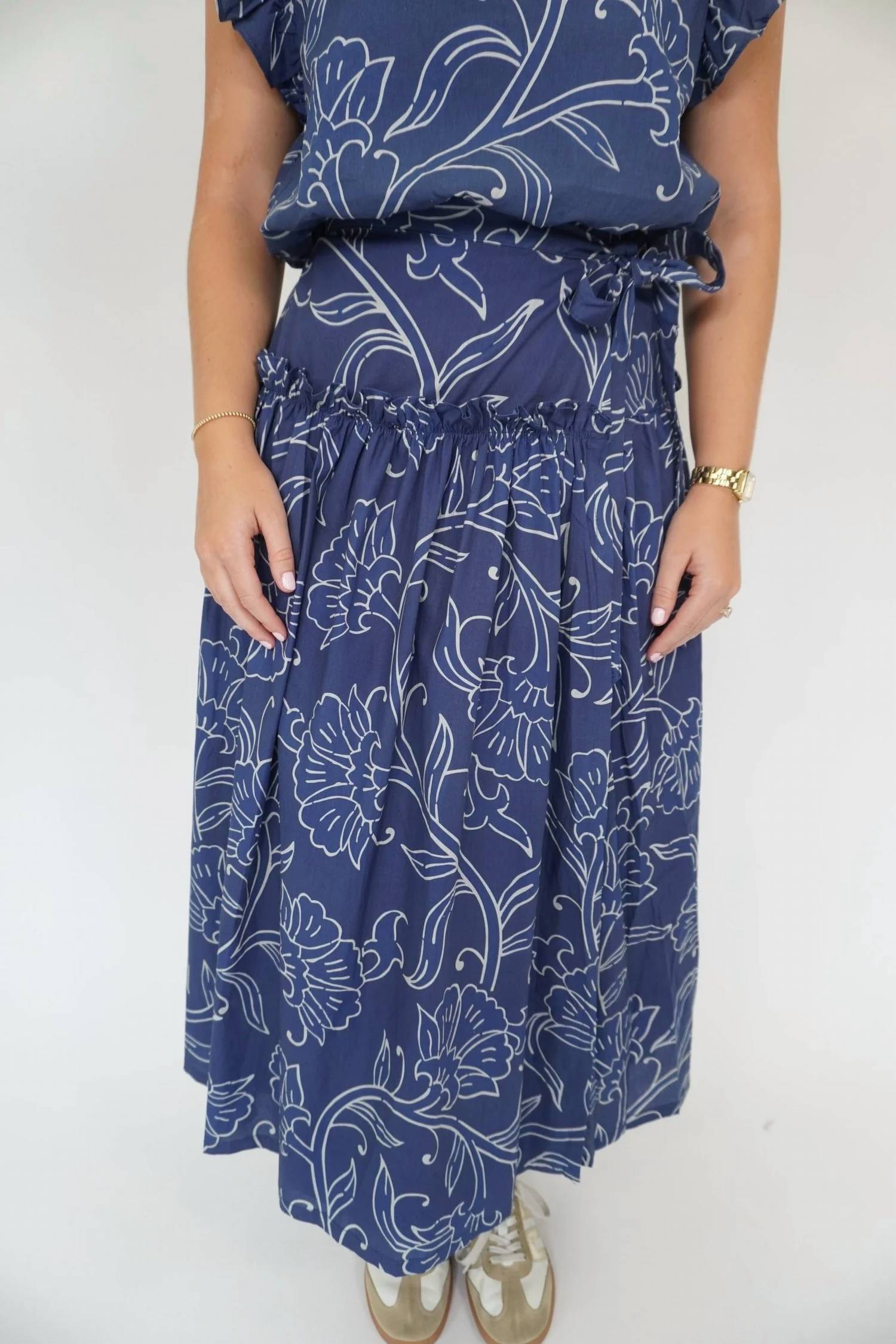 Tcec - River Floral Tiered Midi Skirt