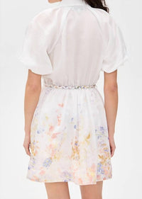 En Saison Taylorann Mini Dress in ivory violet orange - women's dress - detail view