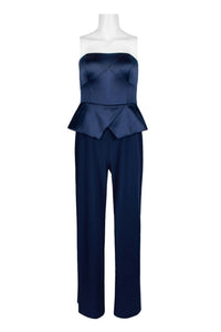 Adrianna Papell - Strapless Popover Satin Stretch Crepe Jumpsuit