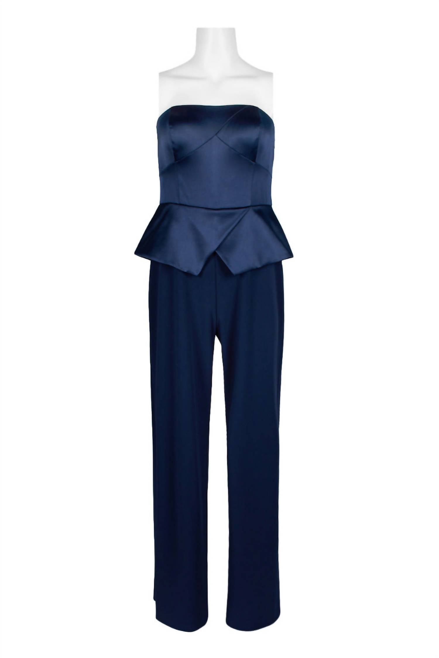 Adrianna Papell - Strapless Popover Satin Stretch Crepe Jumpsuit