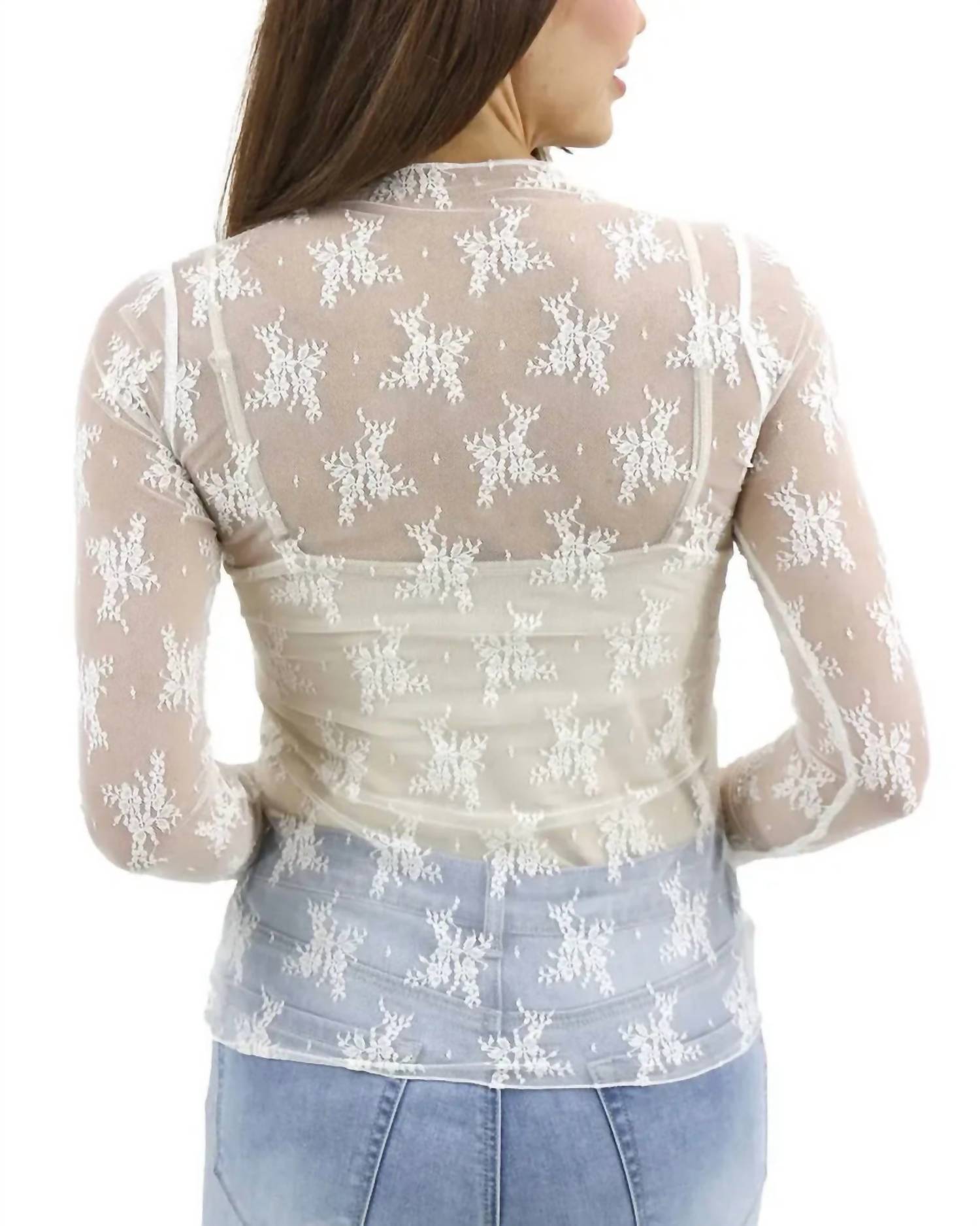 Grace And Lace - Long Sleeves Mesh Top