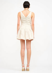 Sofie the Label Madelyn Drop-waist Mini Dress in natural - women's dress - detail view