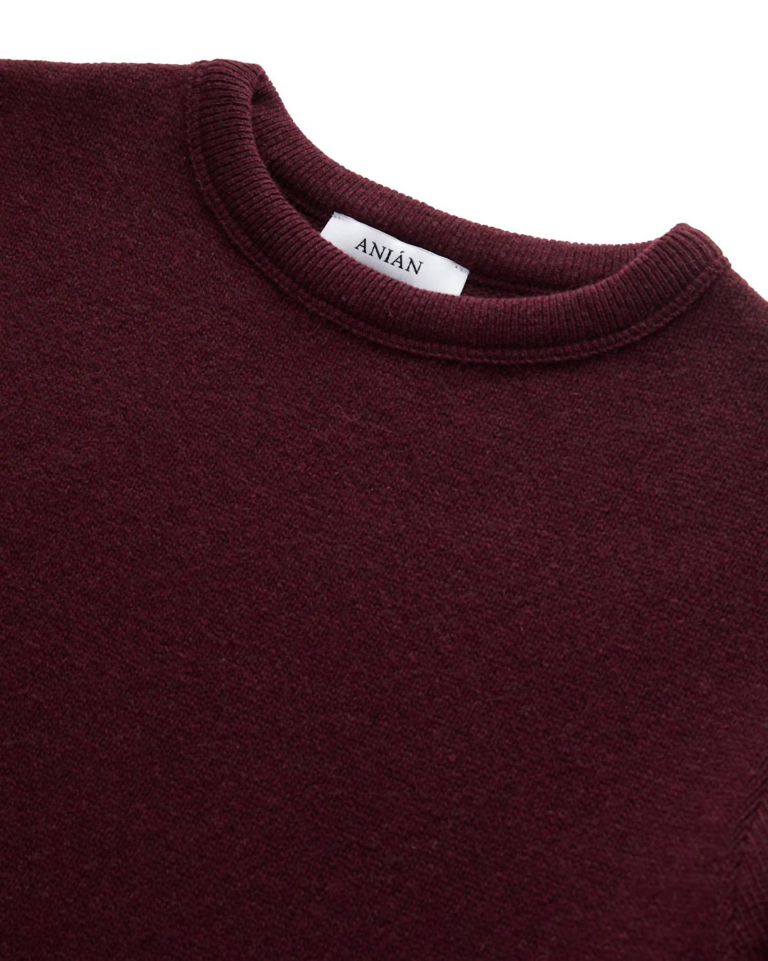 Anian The Cashmino Crewneck Top in merlot - men's sweater - view 5