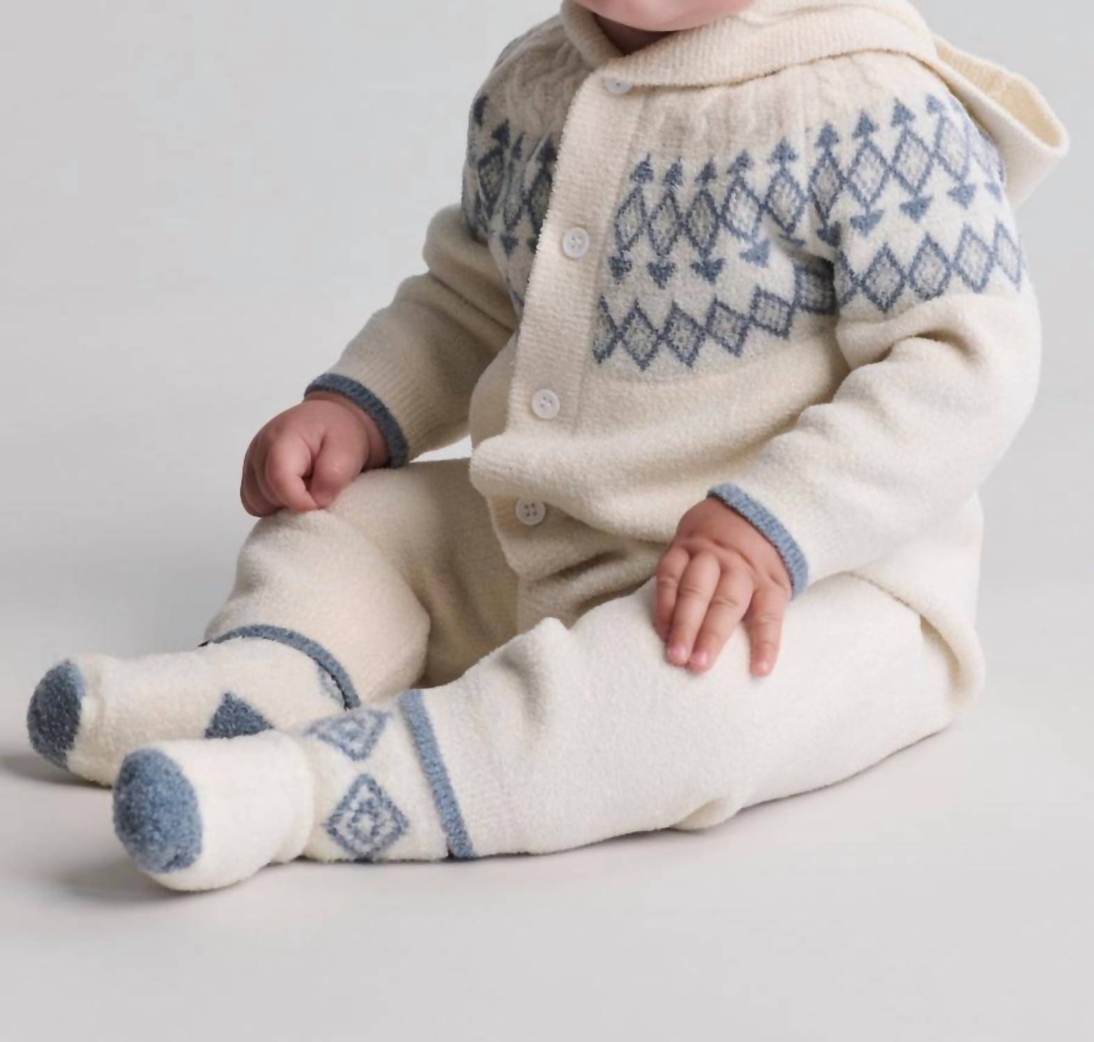 BAREFOOT DREAMS Cozychic Ultra Lite Baby Fair Isle Onesie in cream multi - kids' item