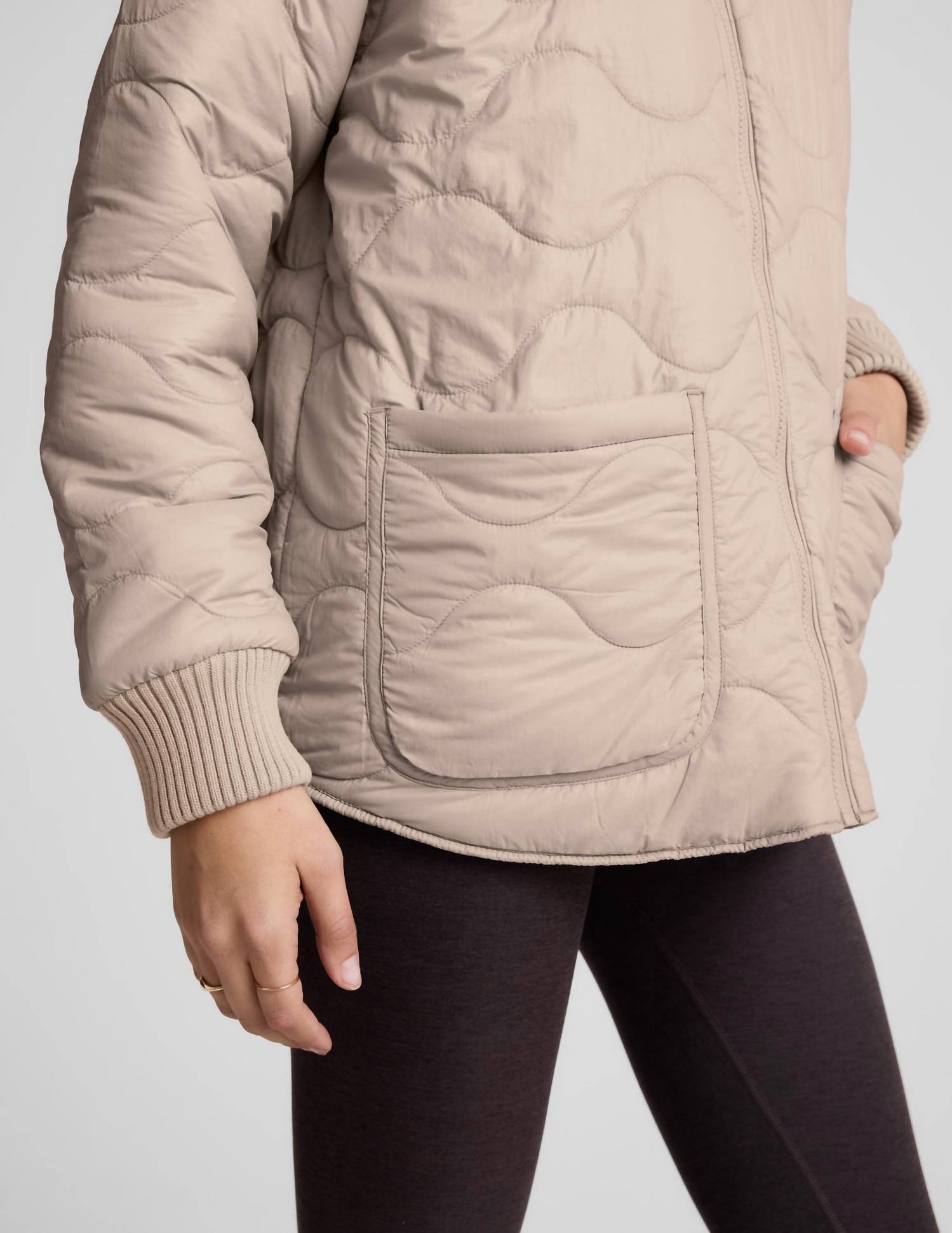 BEYOND YOGA Two-way Quilted Jacket in oat latte - women's jacket - view 6