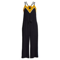 DARVVA V-NECKLINE DRAWSTRINGS COTTON SLEEVELESS JUMPSUIT