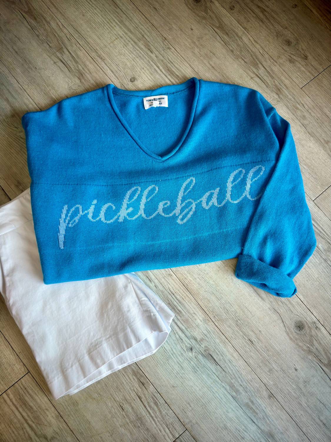 Town Pride - Women's Pickleball V Neck Long Sleeve Sweater