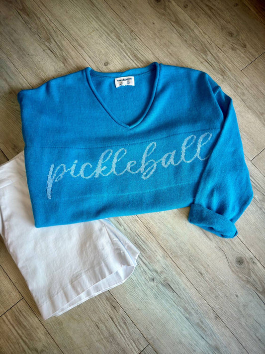 Town Pride - Women's Pickleball V Neck Long Sleeve Sweater