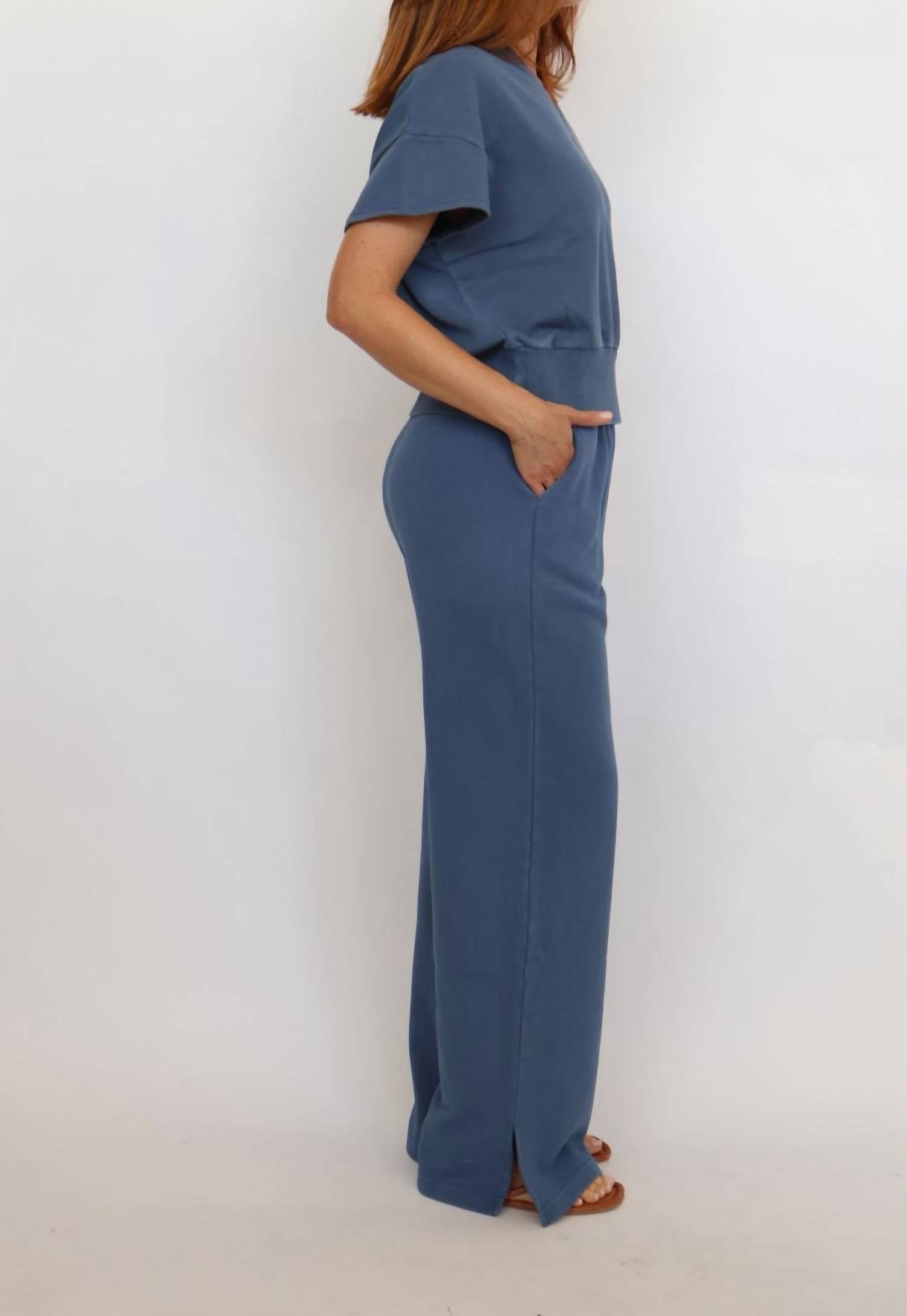 ELAN Kalysta Drawstring Pants in blue - women's pants - detail view