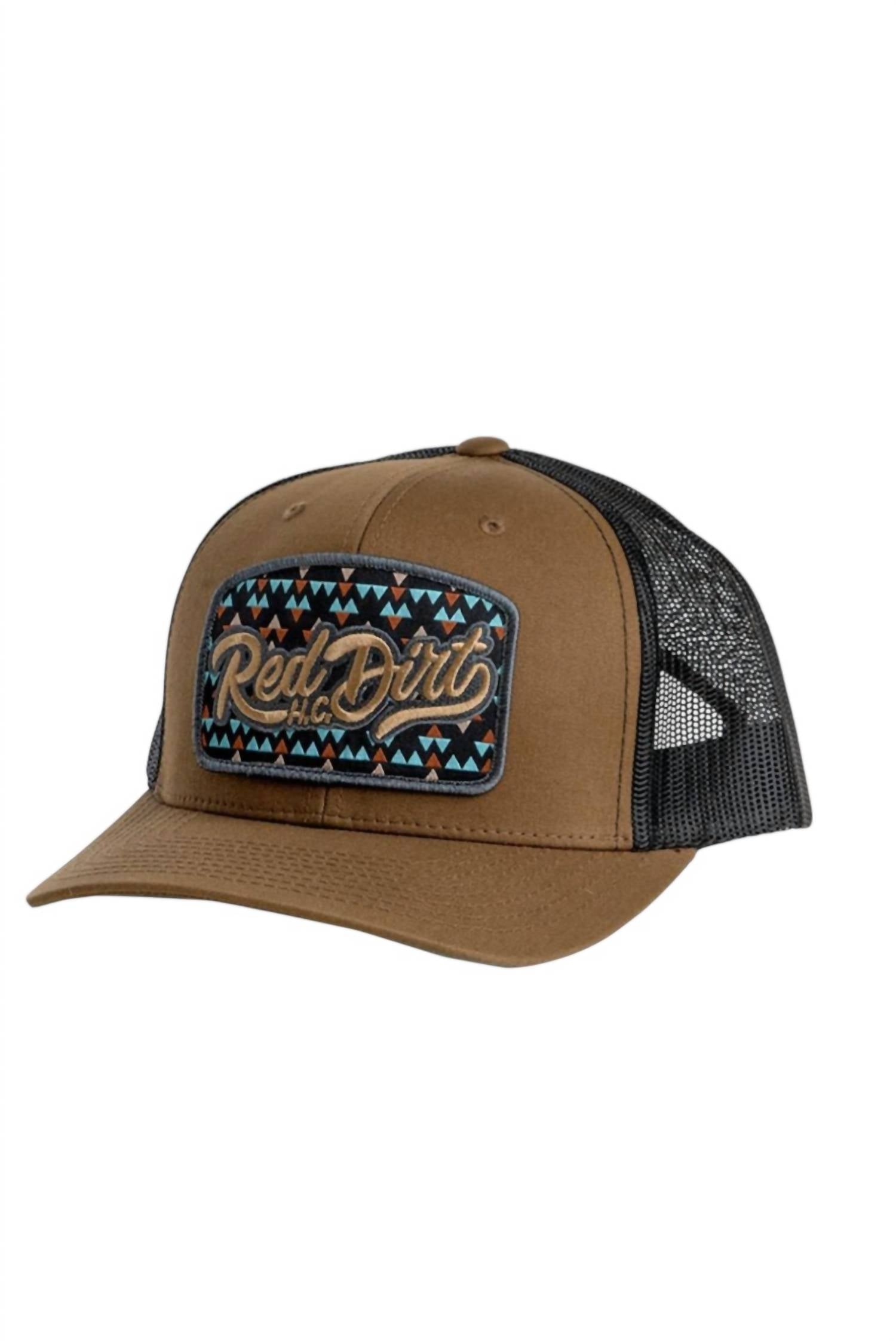 Red Dirt Hat Company Men's Gambler Trucker Snapback Cap in coyote brown black - men's hat