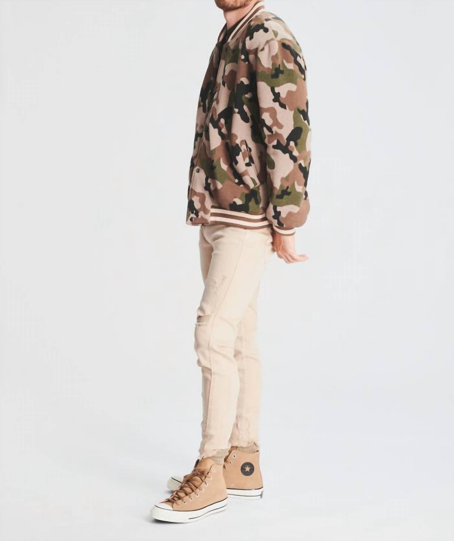 SER.O.YA Bryan Knit Bomber Jacket in camo - men's jacket - alternate view