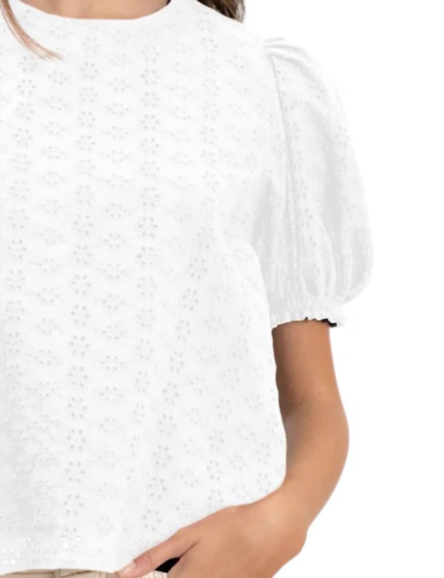 Velvet By Graham & Spencer - Dalyn Puff Sleeves Textured Top