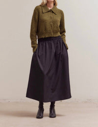 GRADE & GATHER Collared Neck Cardigan in moss - women's cardigan - view 5