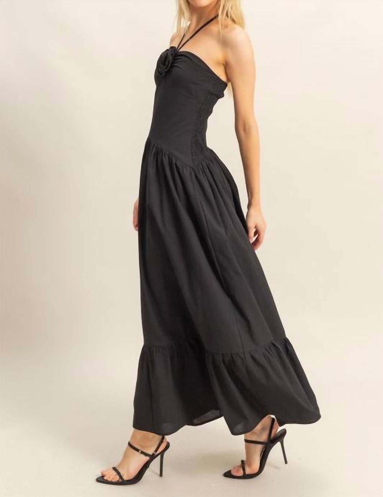 Hyfve - Poplin Rosette Halter Neck Midi Dress